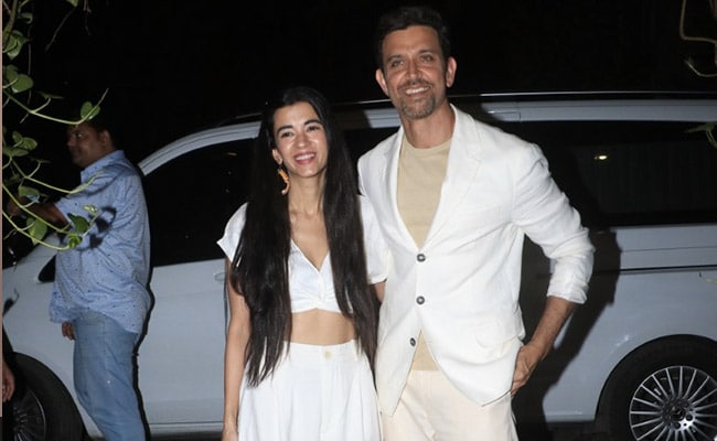 Hrithik Roshan And Saba Azad Twin In White At His Makeup Artist's Engagement Party