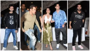 Salman Khan, Akshay Kumar reunite at Ashvini Yardi's bash; Sidharth Malhotra, Kiara Advani arrive together.