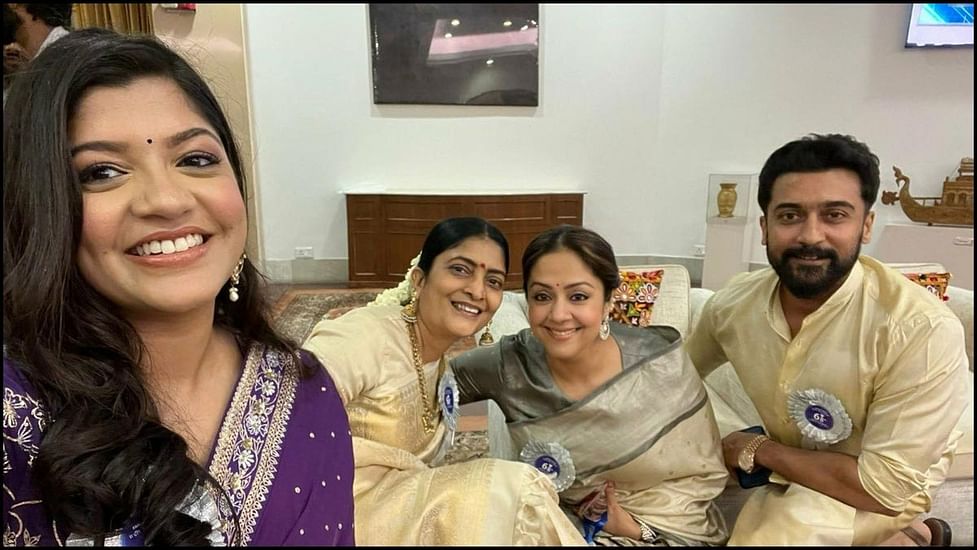 Jyotika And Suriya Celebrate National Award Win With Kids Diya And Dev