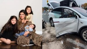 Actress Rambha meets with a car accident .